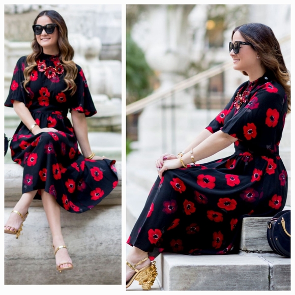 NWOT Kate Spade crepe Poppy flutter sleve dress - Picture 5 of 12